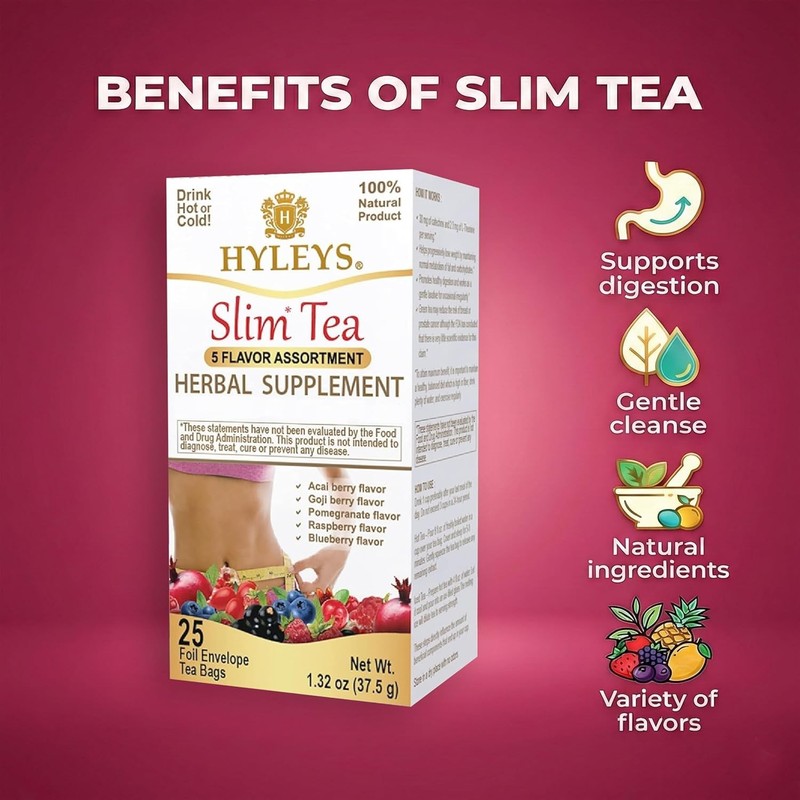 HYLEYS Slim Tea 5 Flavor Assortment - Weight Loss Herbal Supplement Cleanse and gallery