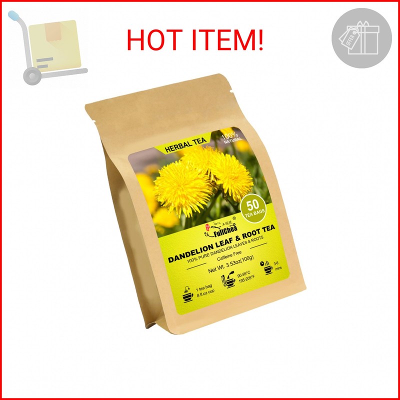 FullChea – Dandelion Leaf & Root Tea Bags, 50 Teabags, 2g/bag – Natural Dandelio