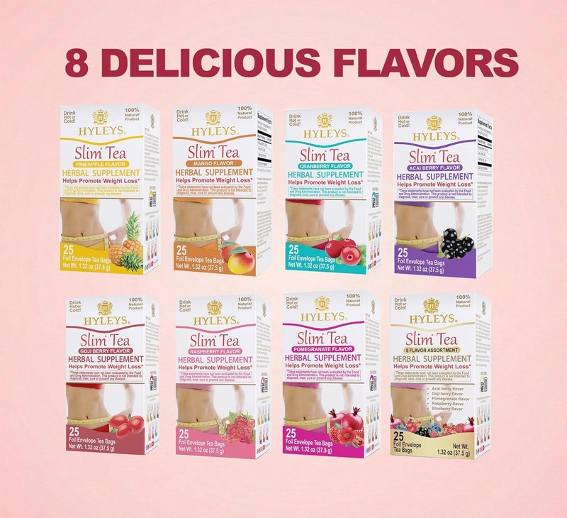 HYLEYS Slim Tea 5 Flavor Assortment - Weight Loss Herbal Supplement Cleanse and gallery