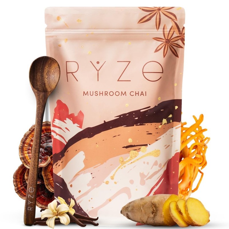 RŸZE Mushroom Chai With 6 Adaptogenic Mushrooms Beverage Powder FREE SHIPPING.