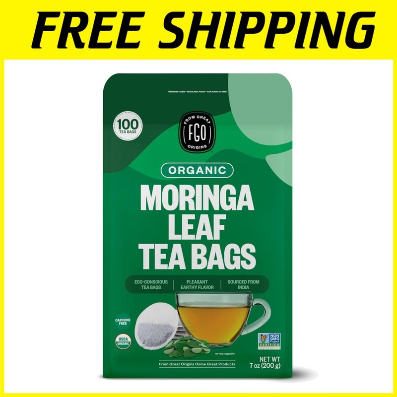 USDA Organic Moringa Tea Bags, 100 Pack, Eco-Conscious