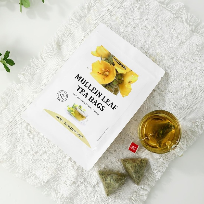 Natural 50 Count Mullein Leaf Tea - Wild Harvested for Lungs & Respiratory Care gallery