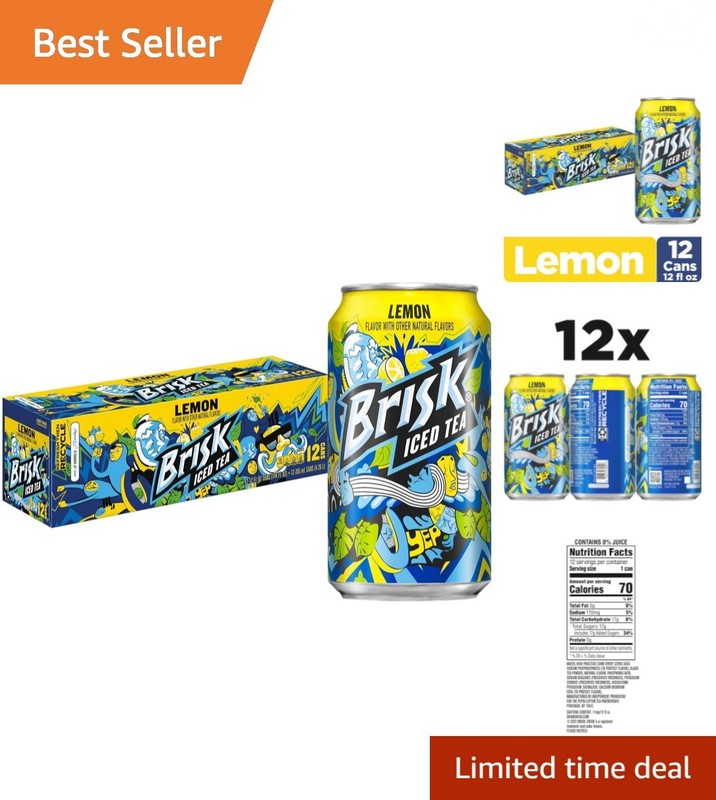 Refreshing Brisk Lemon Iced Tea – Pack of 12 Cans, Bold Flavor Experience