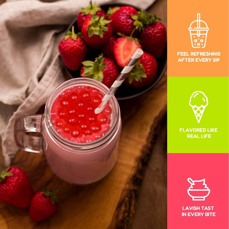 Popping Boba Pearls for Bubble Tea - 2 lb (1 lb X 2) | Strawberry | Bursting ... gallery