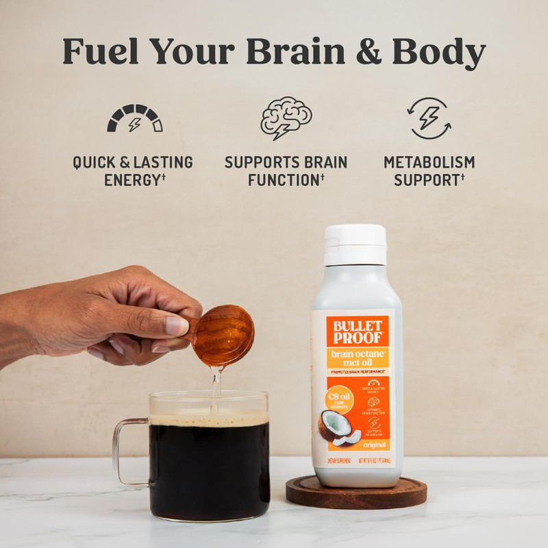 Bulletproof Brain Octane C8 MCT Oil, 16 oz – 16.00 Fl Oz (Pack of 1), Clear gallery