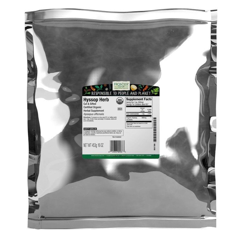 Frontier Co-op Organic Hyssop Herb, 1lb Bulk Bag, Cut and Sifted | 100 Natural