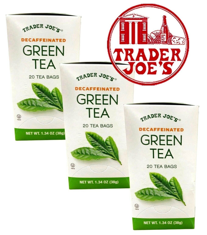 3 Packs Trader Joe’s Decaffeinated Green Tea 20 Tea Bags 1.34oz Each, Total 60ct