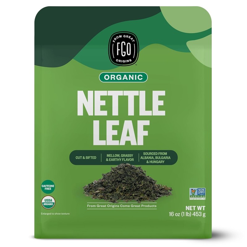 Organic Nettle Leaf Loose Tea, Cut and Sifted, Caffeine Free, 16Oz Bulk Resealab