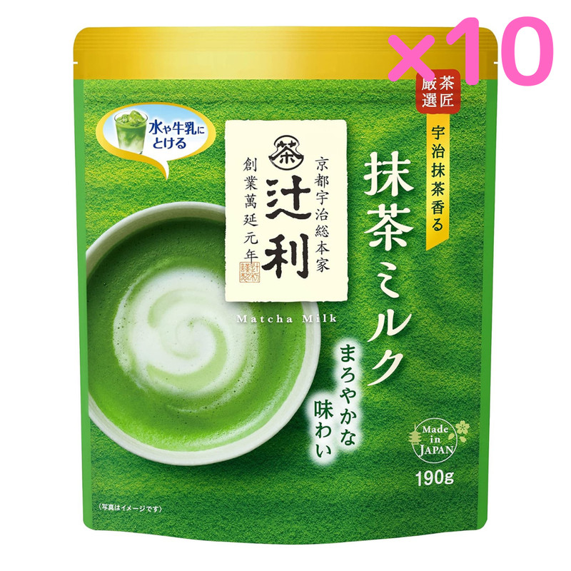 Tsujiri Matcha Milk Tea Powder 190g set of 10