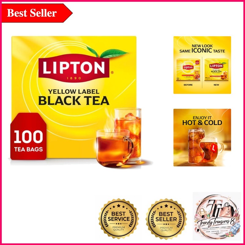 Lipton Black Tea Bags — High Caffeine, Perfect for Hot or Iced Refreshment, 1…