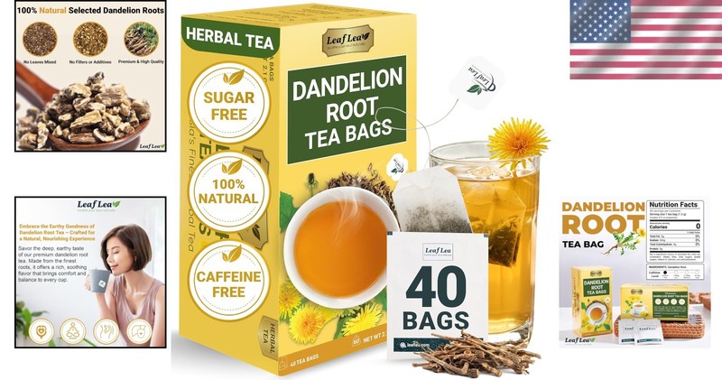40 Count Dandelion Root Tea Bags - Earthy Flavor, Hand-Harvested Quality gallery