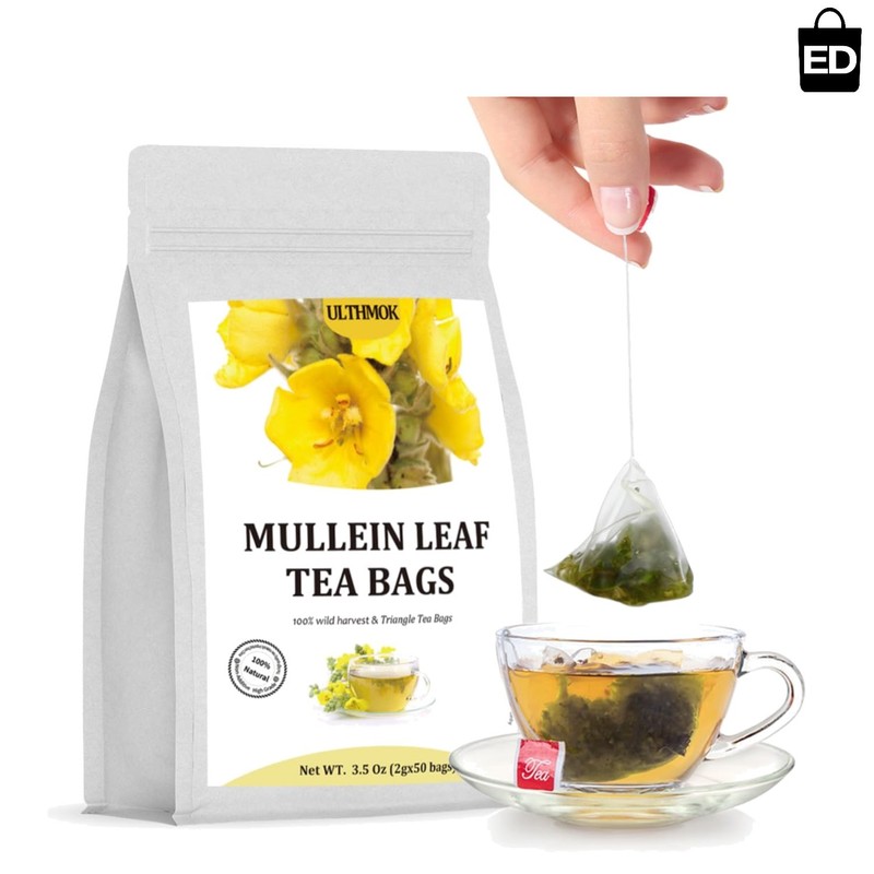 Caffeine Free Mullein Leaf Tea – 50 Tea Bags for Respiratory Wellness & Cleanse