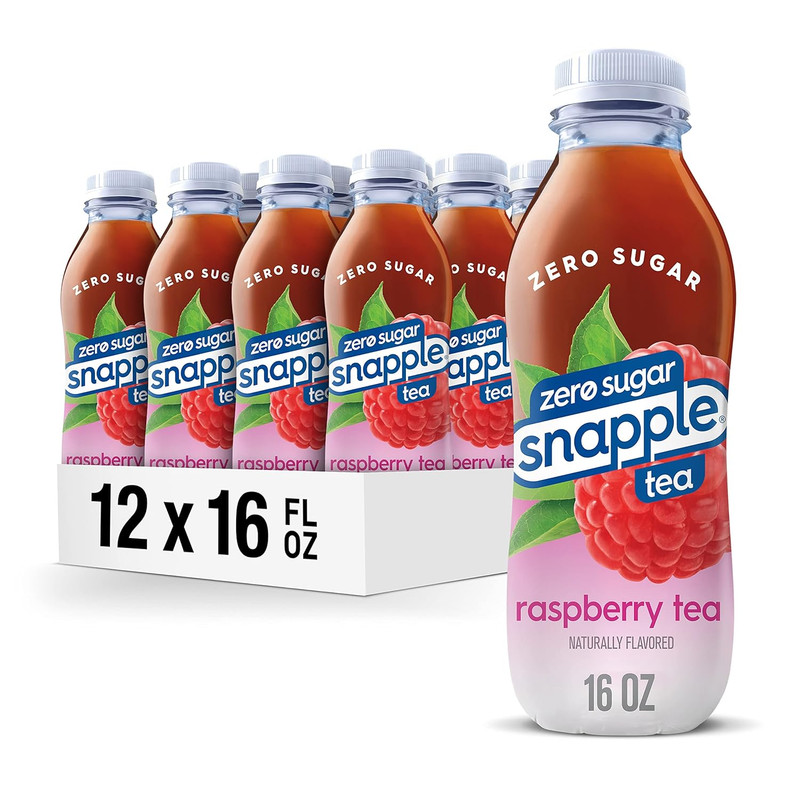 Snapple Zero Sugar Raspberry Tea, 16 Fl Oz Recycled Plastic Bottle, Pack of 12