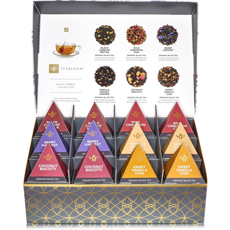 Organic Black Forest Pyramid Tea Presentation Box, 12 Assorted Black Tea Blen... gallery