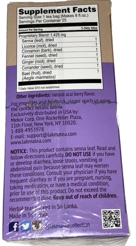 Lakma Tea Collection Super Cleanse Tea With Açaí Berry 25 Tea Bags Exp 04/25 BN gallery