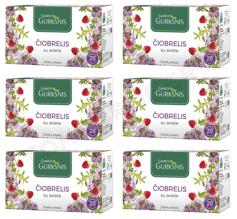 6 BOXES NATURAL HERBAL THYME & RASPBERRY TEA Infusion 120 servings
