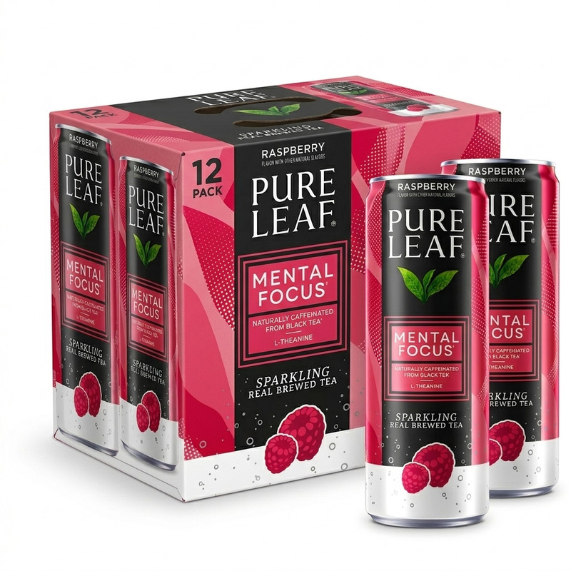 Pure Leaf Raspberry Sparkling Tea 12oz Cans 12 Pack New Free Shipping USA