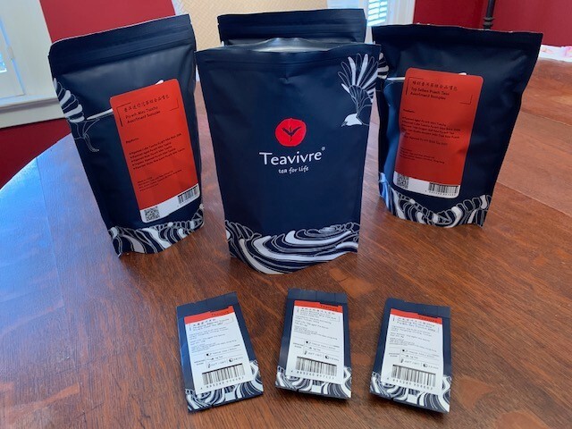 Teavivre Tea Samples Assortment 4 Bags of Pieces, Tuocha, Bricks, Cakes, & Puerh