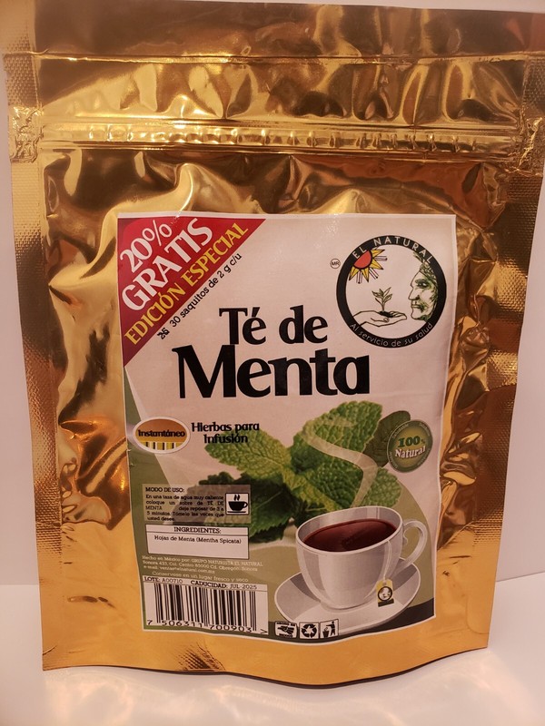MINT TEA-TE DE MENTA 30 Bags/sobres 100% Natural Digestivo, Acidez, Flatulencias