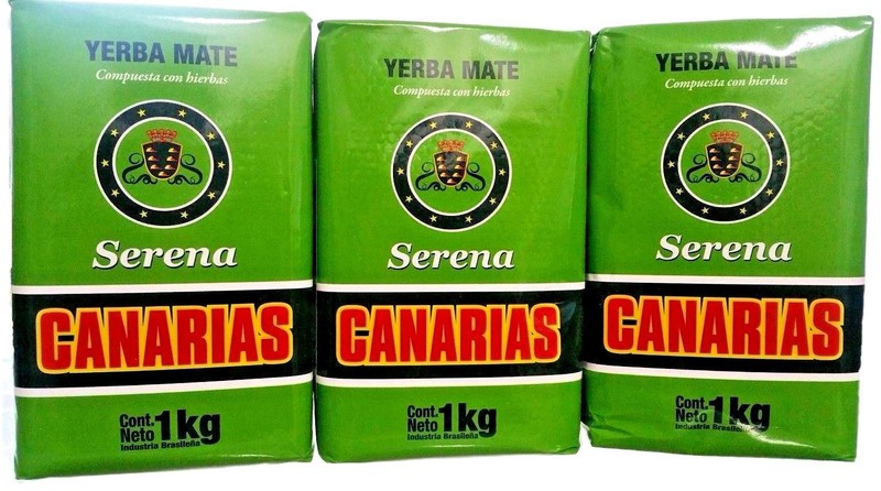 Canarias Serena 3 PACK Yerba Mate 1 Kg Uruguay Brazil (Ship From USA)