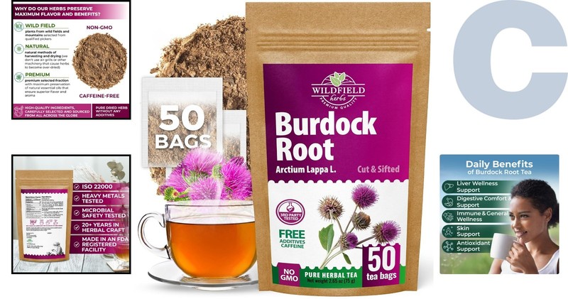 Carefully Sourced Burdock Root Tea - 50 Bags for Refreshing Relaxation gallery