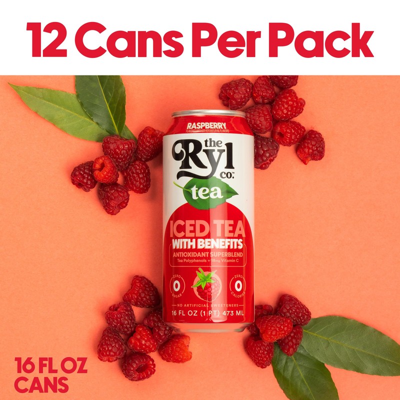Ryl Iced Tea, Raspberry, Antioxidant Superblend, Zero Sugar, Low Carb, Zero C... gallery