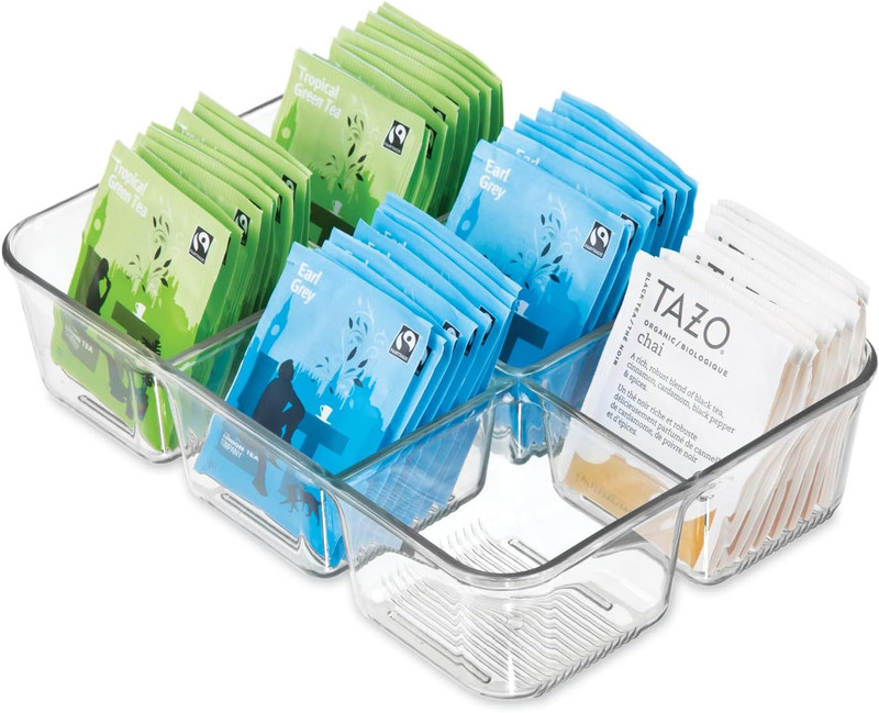 Idesign Clear Tea Bag & Sugar Packet Organizer for Drawer, Cabinet