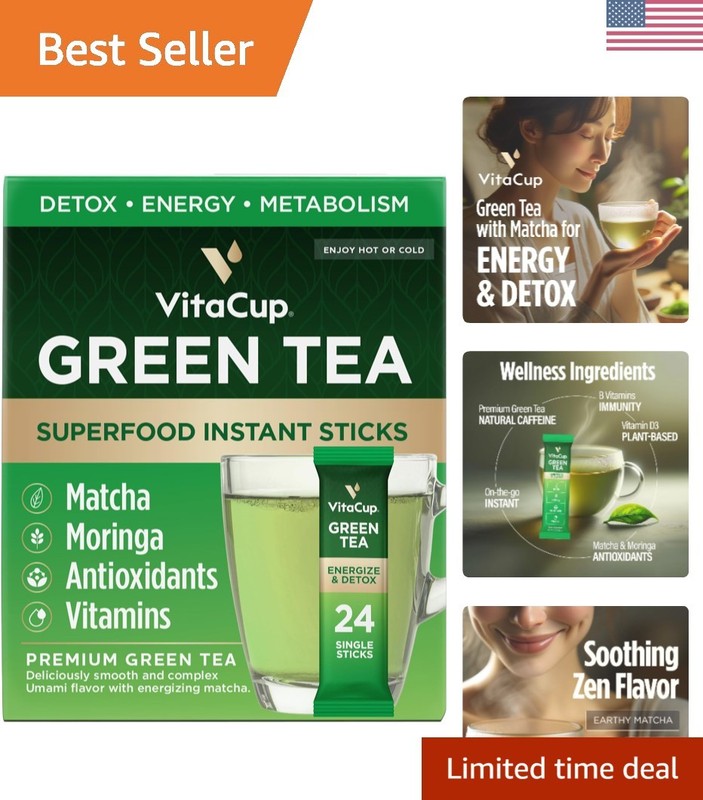 Conveniently Packaged Green Tea with Matcha & Antioxidants – 24 Instant Packs