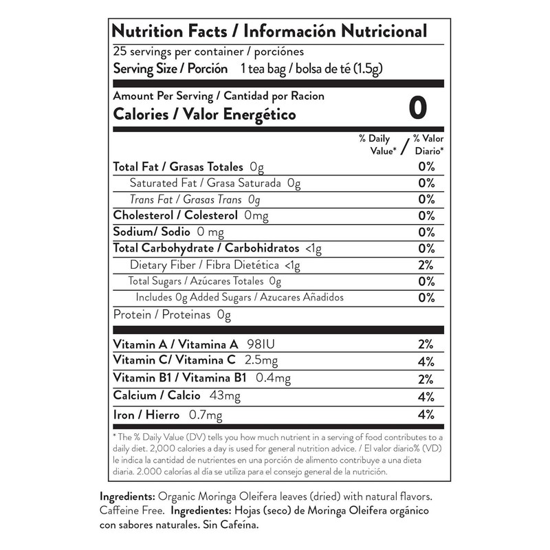 Caffeine-Free Organic Ginger Moringa Tea - 25 Bags for Stress Relief & Energy gallery