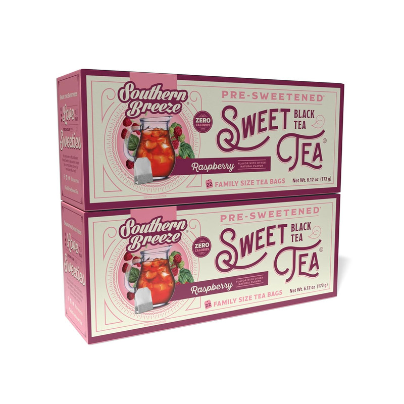 Southern Breeze Hot Brew Sweet Tea Raspberry Iced Tea with Black Tea and Zero Ca