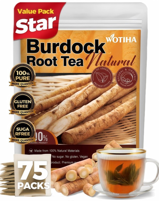 75 Count Premium Burdock Root Tea Bags 100% Natural, Supports Liver Health &…