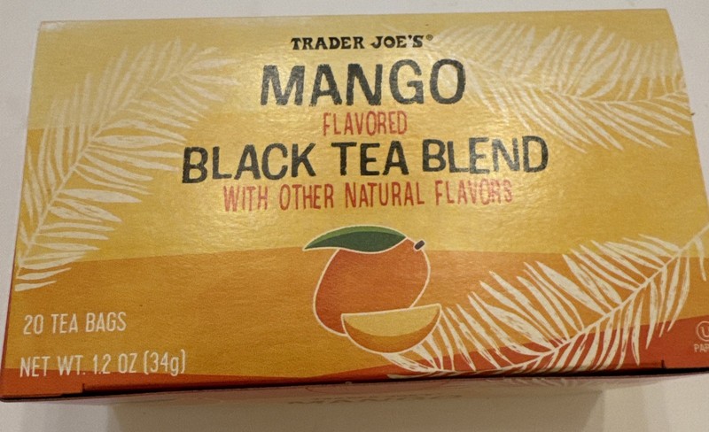 NEW Trader Joe’s Mango Flavored Black Tea 20 Tea Bags Iced Or Hot Best By 3/2027