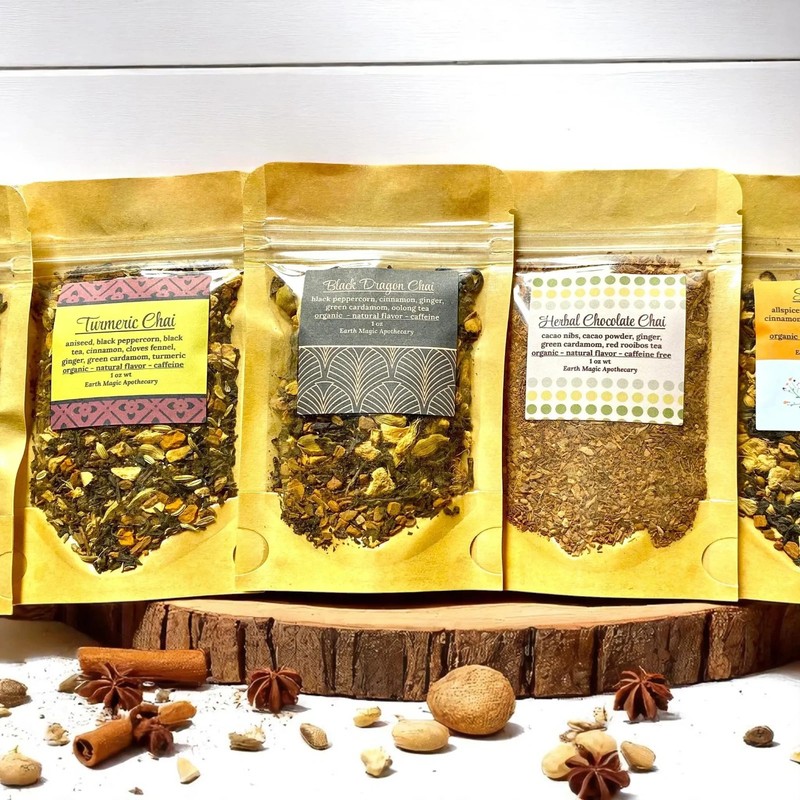 6 Sampler Gift Chai Pack Tea Infuser Organic Spice Chai Blends Masala Handmade gallery