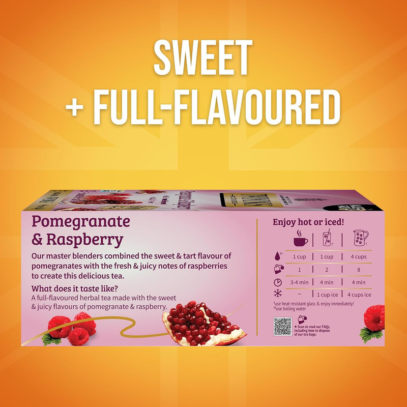 Pomegranate & Raspberry Herbal Tea Individually Wrapped Bags, 100 Count (Pack of gallery