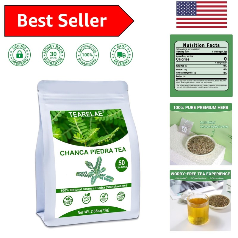 Natural Stone Breaker Tea – 50 Pure Chanca Piedra Tea Bags for Kidney Health
