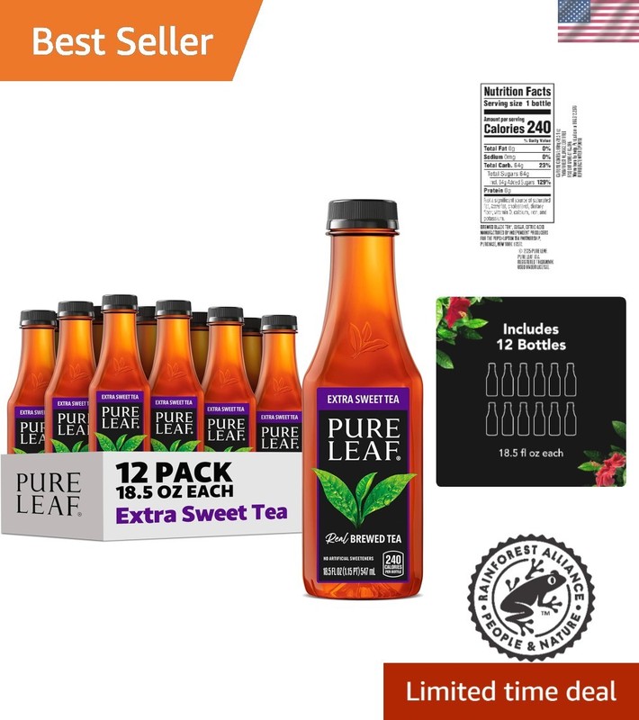 High-Quality, Extra Sweet Iced Tea – 18.5oz Bottles, Naturally Brewed, 12-Pack