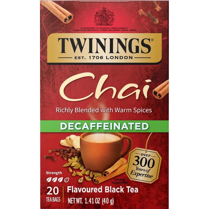 Twinings Decaffeinated Chai Tea – 20 tea bags (Pack of 4)
