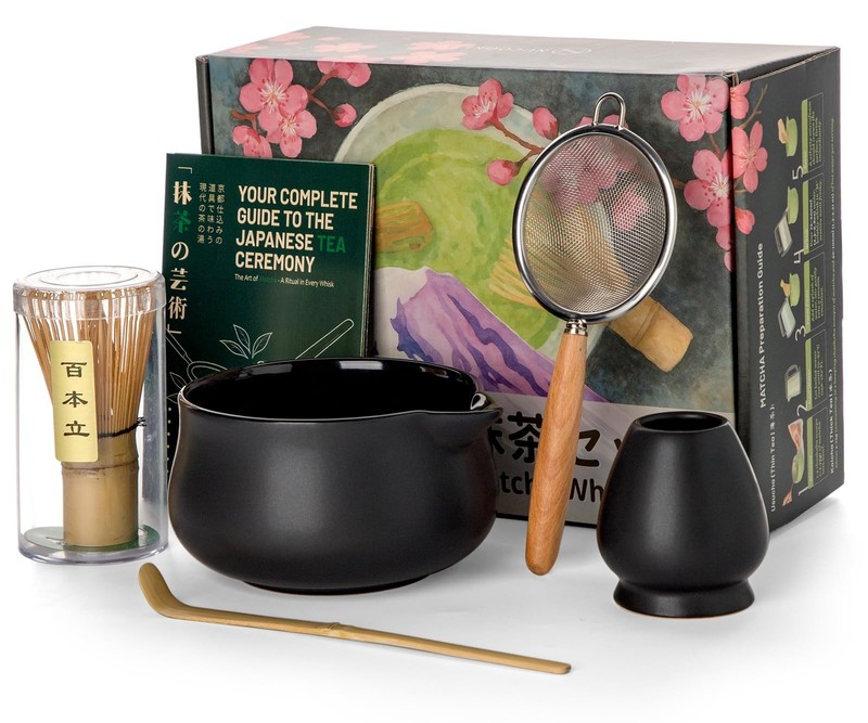 Matcha Whisk Set – 5 Pcs Matcha Set with 18oz Ceramic Matcha Bowl (Chawan) wi…