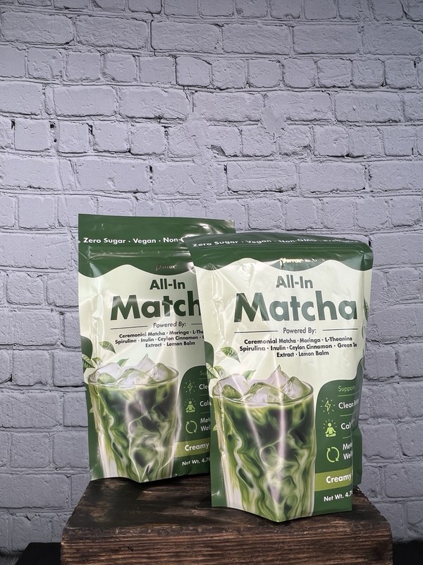 All-In Matcha Ceremonial Grade Powder 2 Bags 4.76oz 30 Servings Each Zero Sugar