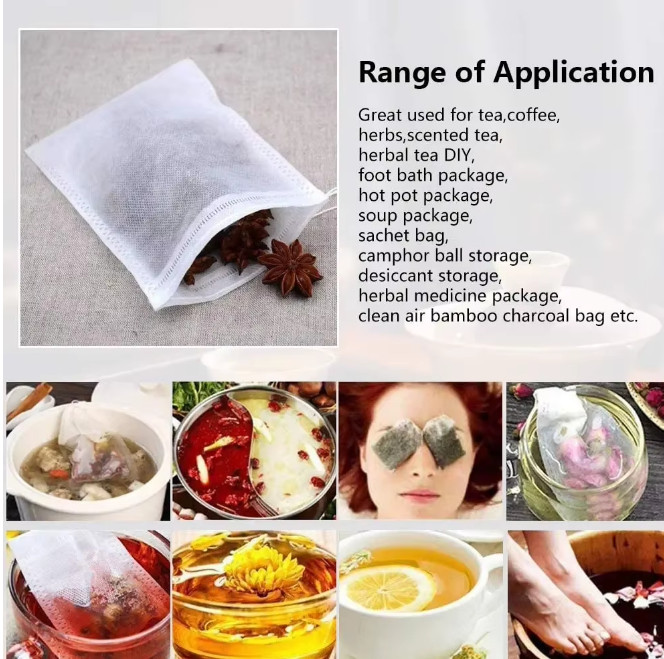 400-100 Disposable Tea Bag Empty Drawstring Filter Paper for Loose Leaf Tea US gallery