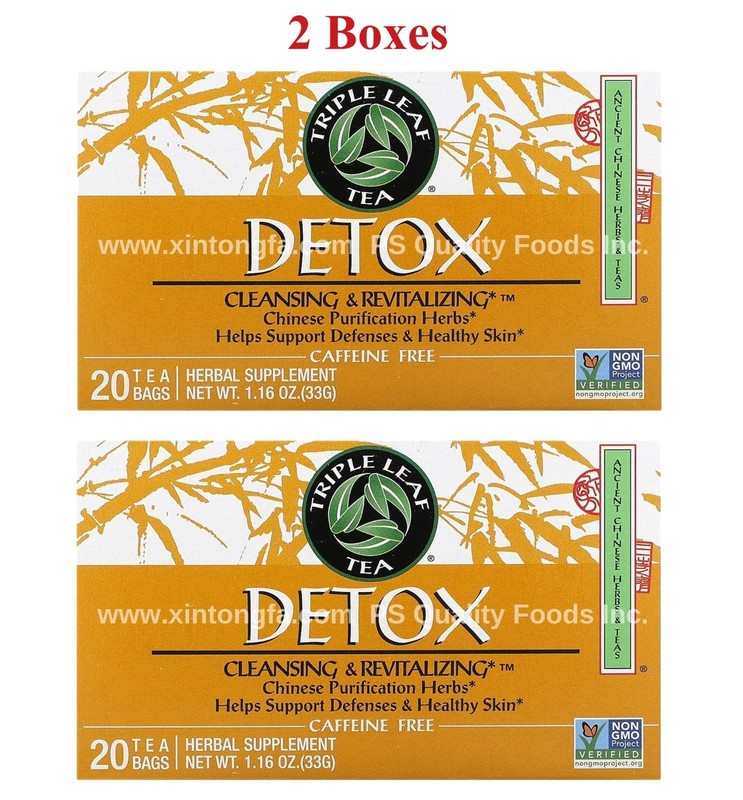 2 Boxes - Triple Leaf Detox Tea Cleansing & Revitalizing 20 Tea Bags in each Box
