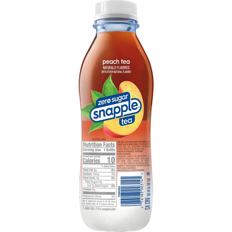 Zero Sugar Peach Tea, 16 fl oz recycled plastic bottle (Pack of 12) gallery