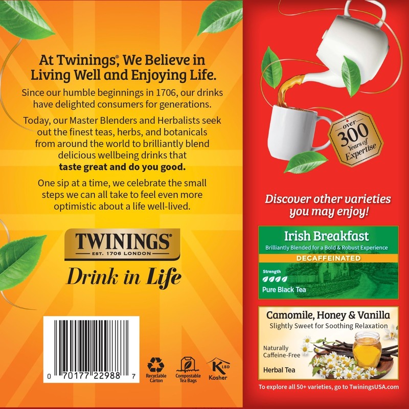 Decaffeinated English Breakfast Black Tea Bags - 100 Individually Wrapped Teabag gallery