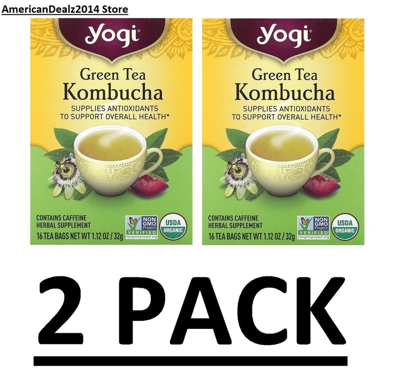 32 Bags – YOGI TEA GREEN TEA KOMBUCHA 100% NATURAL HERBAL TEA BAGS
