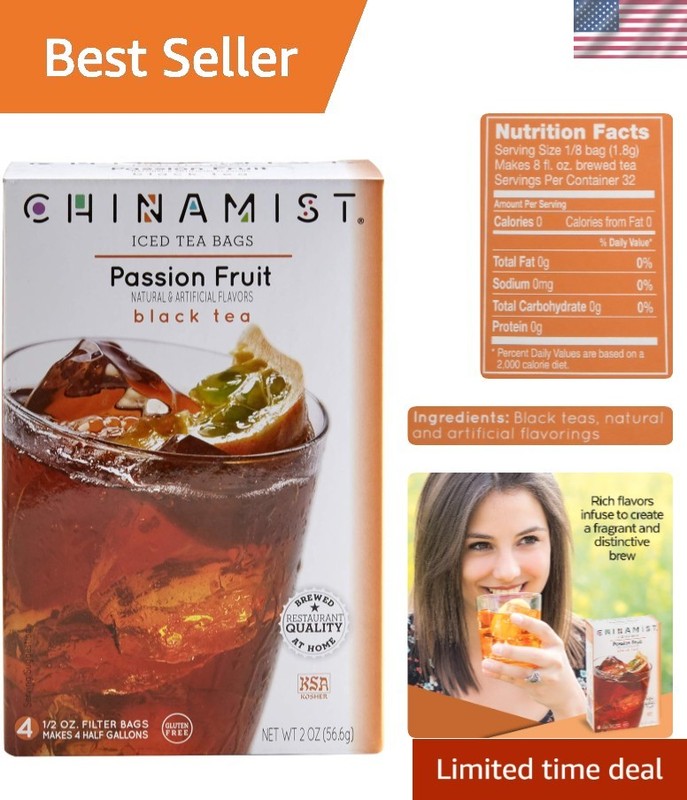 Iced Tea Passion Fruit Black Tea – 4 Teabags Yield 1/2 Gallon – Herbal Infusion