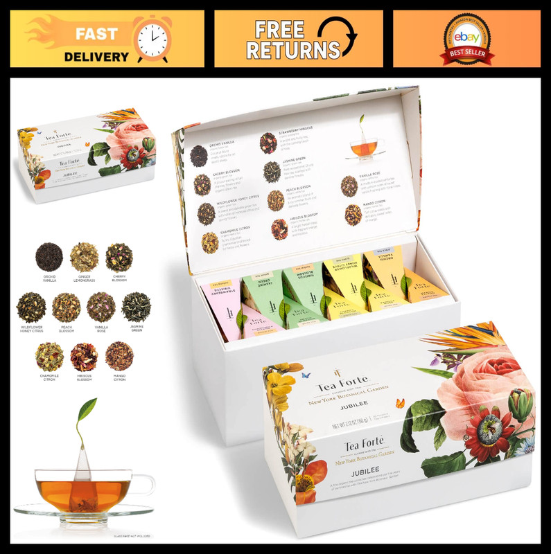 Premium Tea Gift Set - 20 Count Assorted Blends, Individually Wrapped Pyramid In
