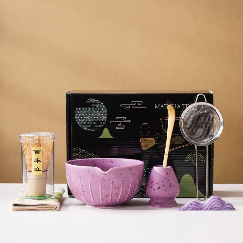 7Pcs Japanese Matcha Tea Set, Matcha Kit with Matcha Bowl (with Pouring Spout…