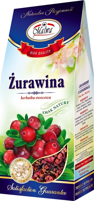 Malwa Zurawina CRANBERRY EXP:7/26 ❗box damaged❗ Fruit Tea Poland 80g Dried Fruit
