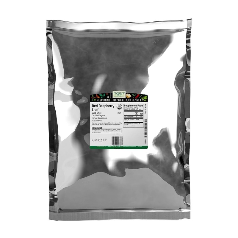 16 Oz Bulk Bag Organic Red Raspberry Leaf Caffeine-Free Loose Leaf Herb for Tea