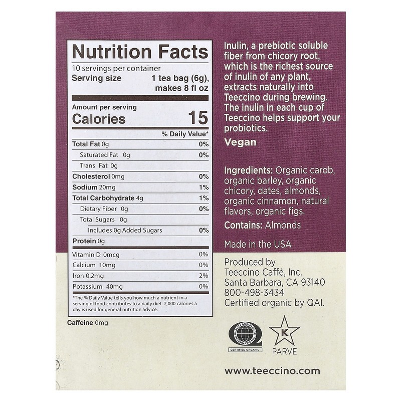 Roasted Herbal Tea, Snickerdoodle, Caffeine Free, 10 Tea Bags, 2.12 oz (60 g) gallery